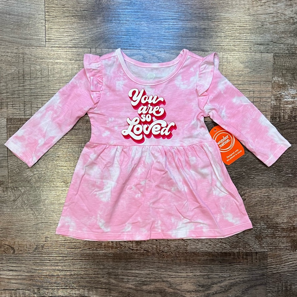 NWT Wonder Nation Tie Dye “You are so Loved” Valentine’s Day Dress 12 Months
